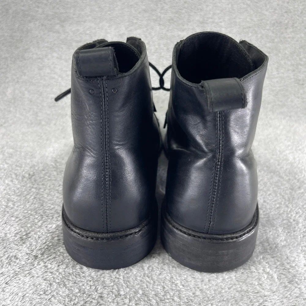 AllSaints Boots Men 12 EU 45 Black Leather Lace Up Ankle Boot Combat Minimalist